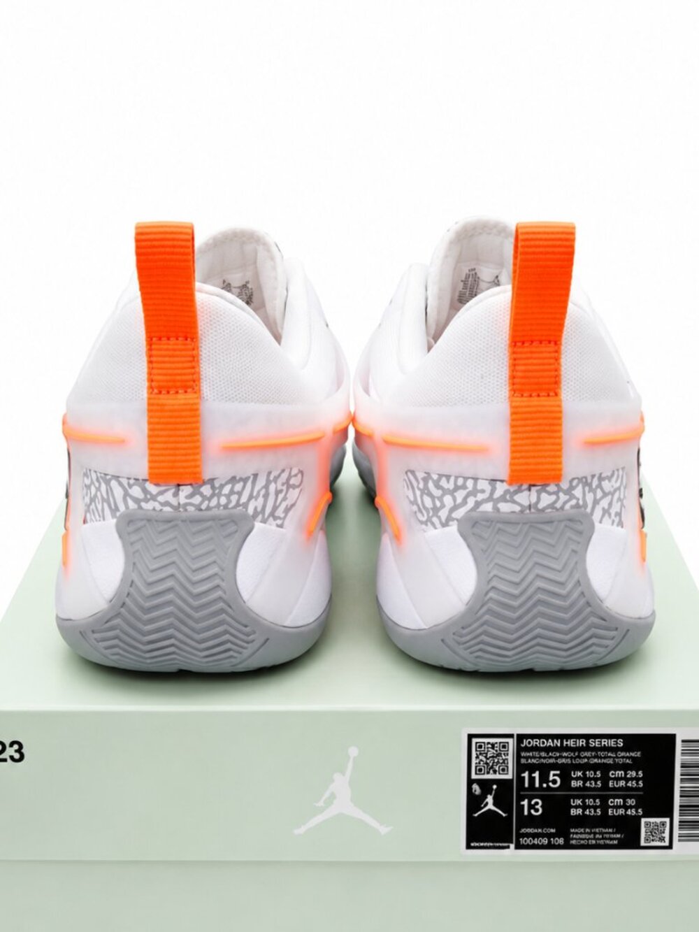 Jordan Heir Series White Total Orange Wolf Grey Sneakers IO0409-108 Mens 11.5 - Picture 5 of 9